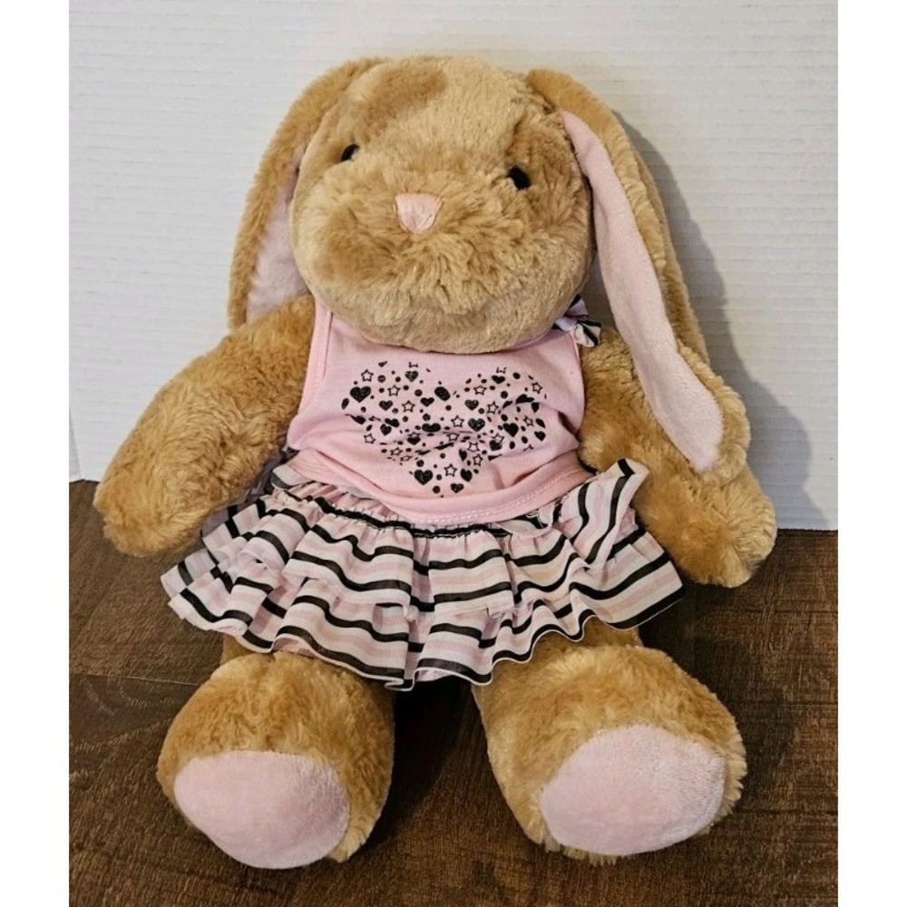 Build-A-Bear Pawlette Bunny Plush 15" 04\2015 Light Brown Pink Outfit Pink Nose